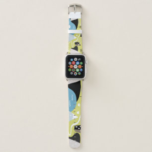 Scandinavian houses, trees, mountains pattern. apple watch band