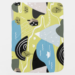 Scandinavian houses, trees, mountains pattern. baby blanket