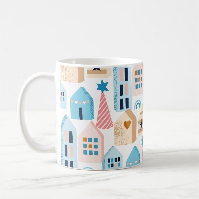 Scandinavian houses, winter mood pattern. coffee mug (Left)