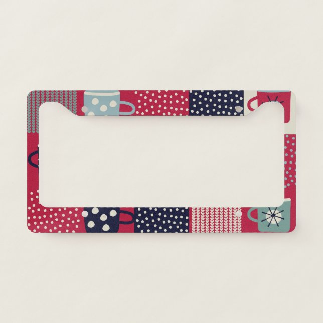 Scandinavian Hygge: Rustic Pattern Mix License Plate Frame (Front)
