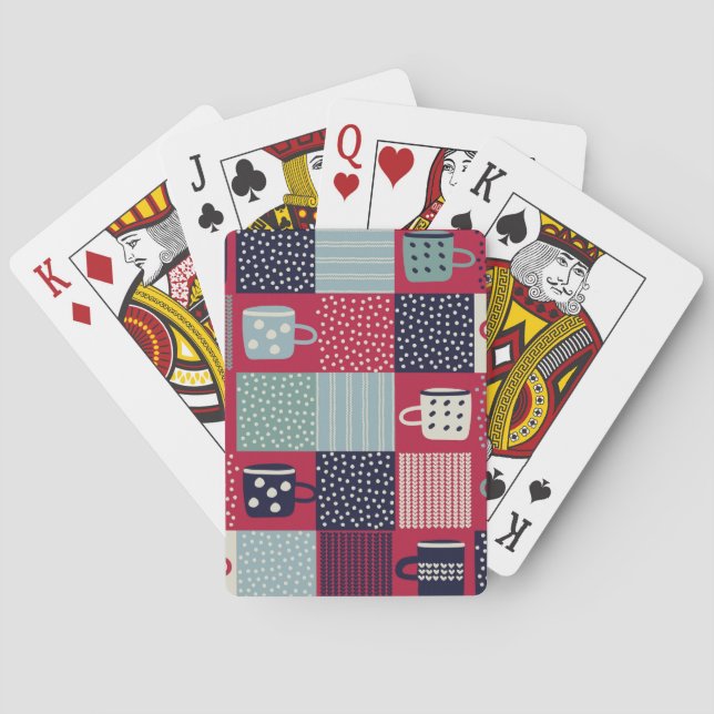 Scandinavian Hygge: Rustic Pattern Mix Poker Cards (Back)