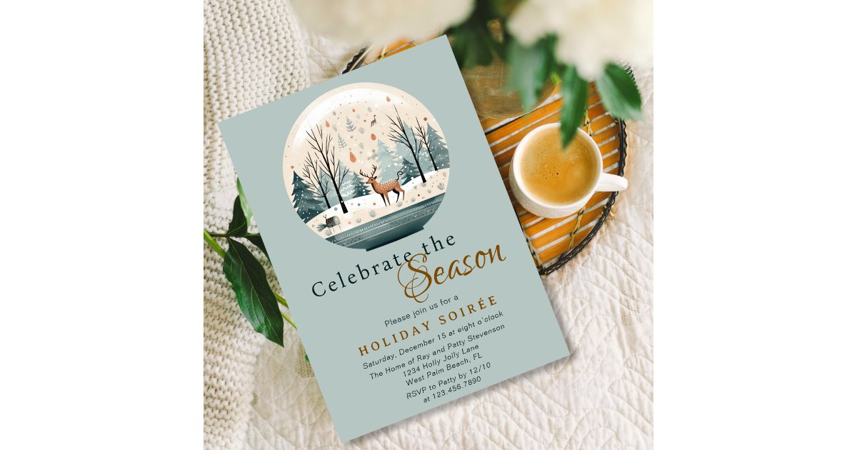Scandi Einvite Scandinavian Hygge Woodland Deer Holiday Soiree Invitation | Zazzle