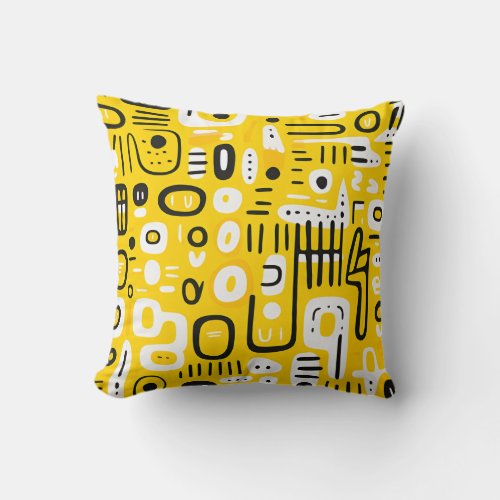Scandinavian Inspired Animation Yellow Square Throw Pillow