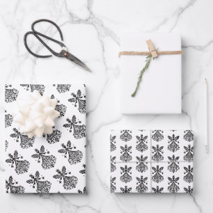 Scandinavian-inspired Folk Art Fairy Wrapping Paper Sheets