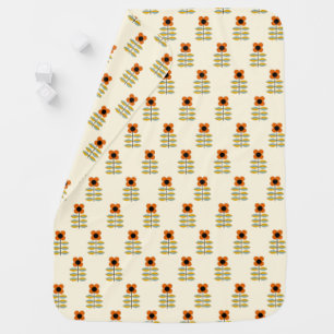 Scandinavian Inspired Orange Floral Pattern Baby Blanket