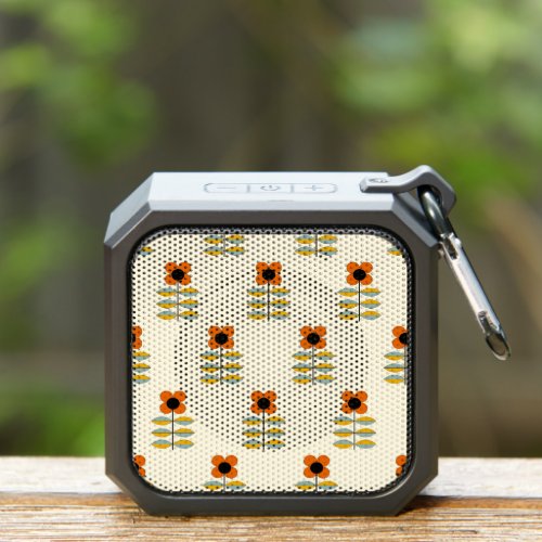 Scandinavian Inspired Orange Floral Pattern Bluetooth Speaker