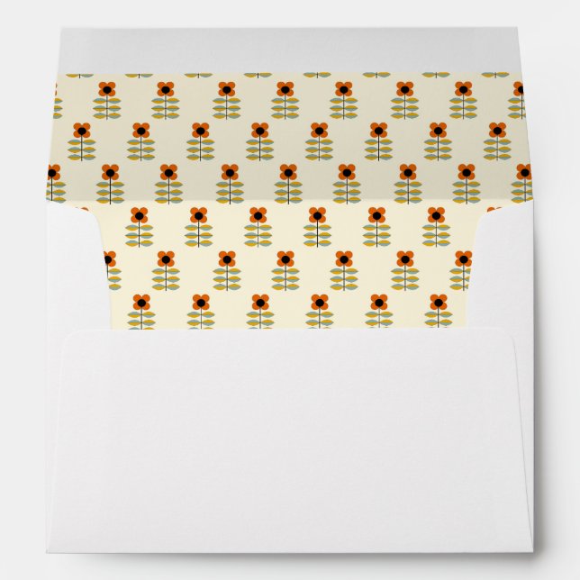 Scandinavian Inspired Orange Floral Pattern Envelope (Back (Bottom))