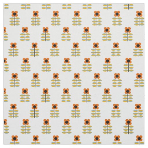 Scandinavian Inspired Orange Floral Pattern Fabric
