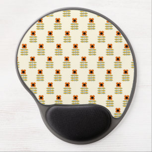 Scandinavian Inspired Orange Floral Pattern Gel Mouse Pad