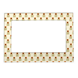 Scandinavian Inspired Orange Floral Pattern Magnetic Frame