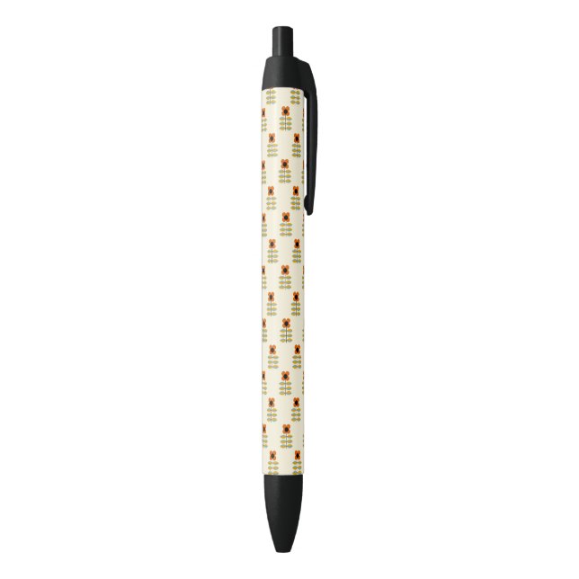 Scandinavian Inspired Orange Floral Pattern Pen (Bottom (Vertical))