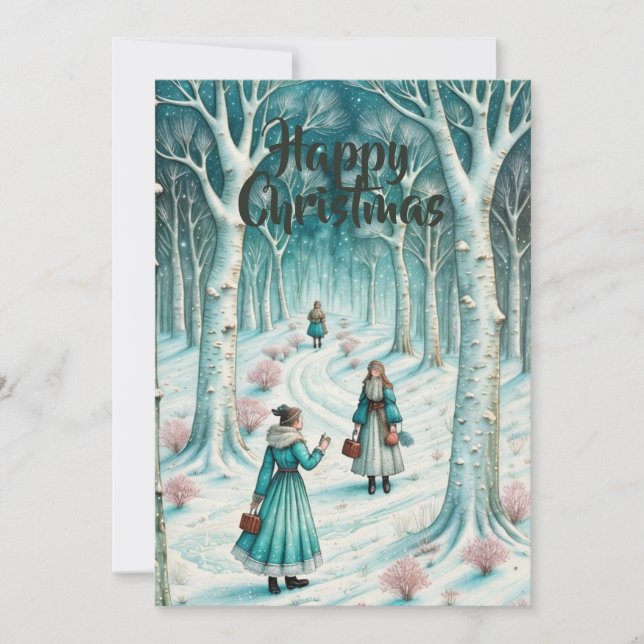 Scandinavian inspired Winter Wonderland.  Editable Invitation (Front)