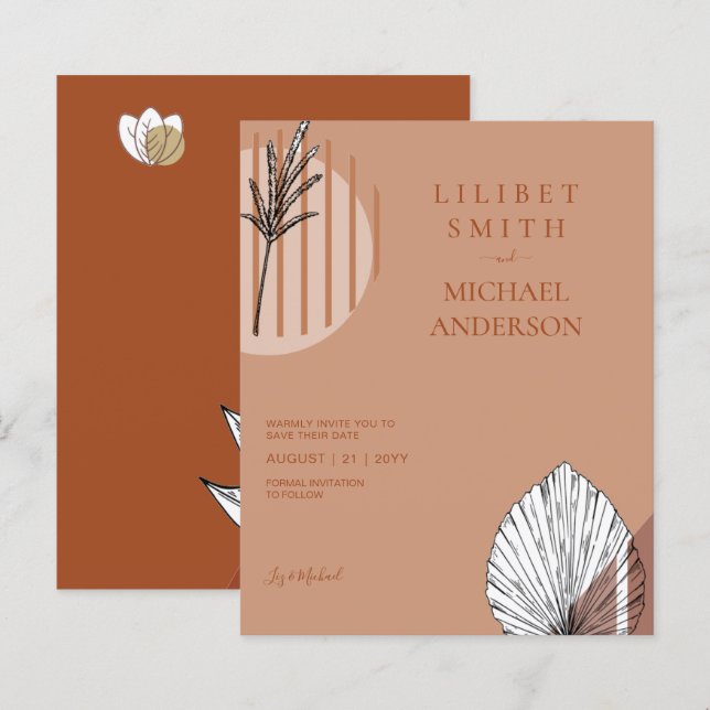 Scandinavian Japandi Abstract Shapes SAVE THE DATE (Front/Back)