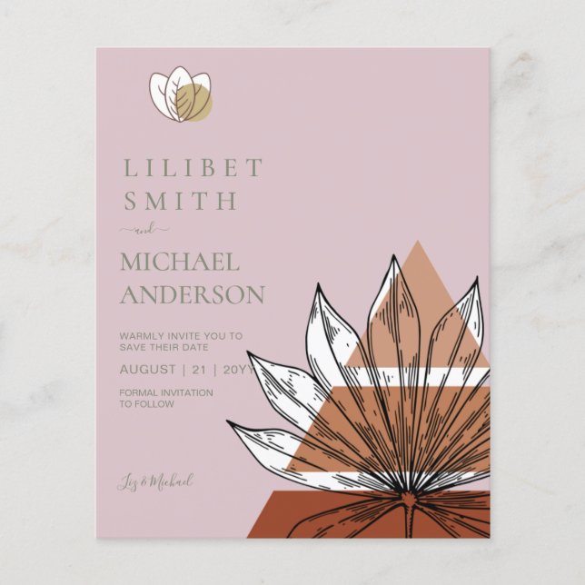 Scandinavian Japandi Abstract Shapes SAVE THE DATE Flyer (Front)