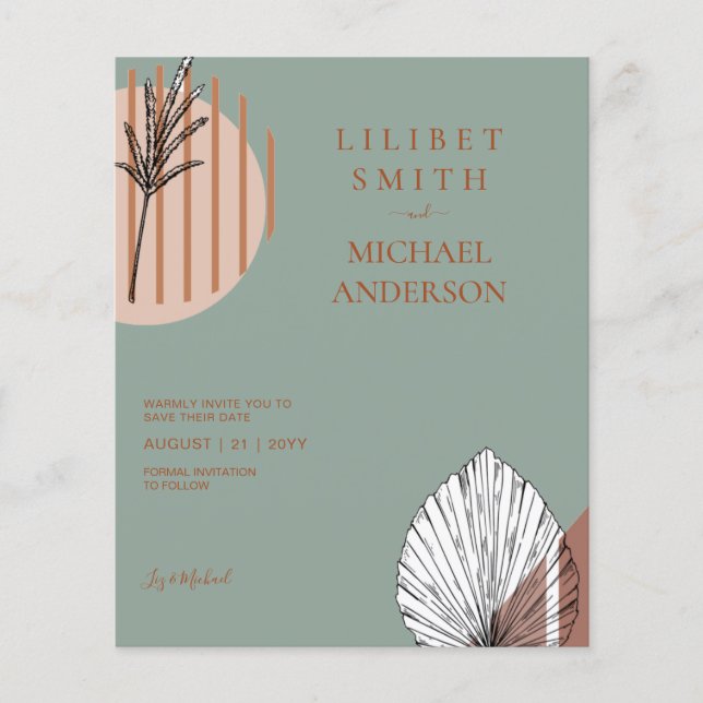 Scandinavian Japandi Abstract Shapes SAVE THE DATE Flyer (Front)