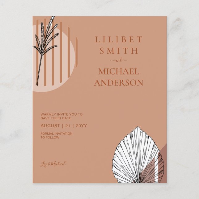 Scandinavian Japandi Abstract Shapes SAVE THE DATE Flyer (Front)