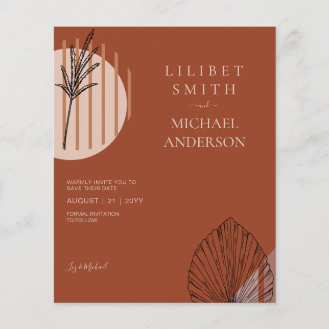 Scandinavian Japandi Modern Abstract Save Dates Flyer (Front)