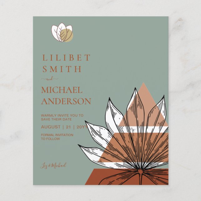 Scandinavian Japandi Modern Abstract Save Dates Flyer (Front)