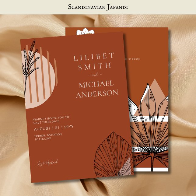 Scandinavian Japandi Modern Abstract Save Dates Invitation (Creator Uploaded)