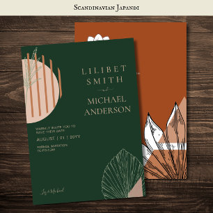 Scandinavian Japandi Modern Abstract Save Dates Invitation