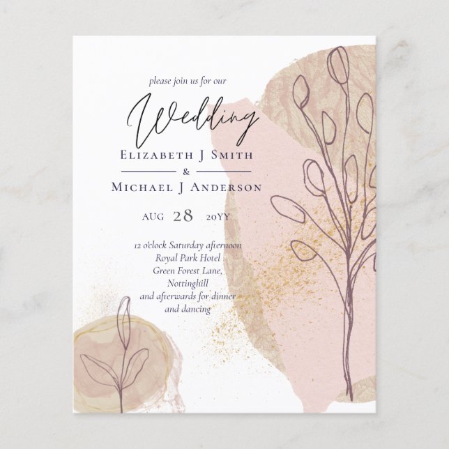 Scandinavian Japandi Modern Abstract Wedding Flyer (Front)