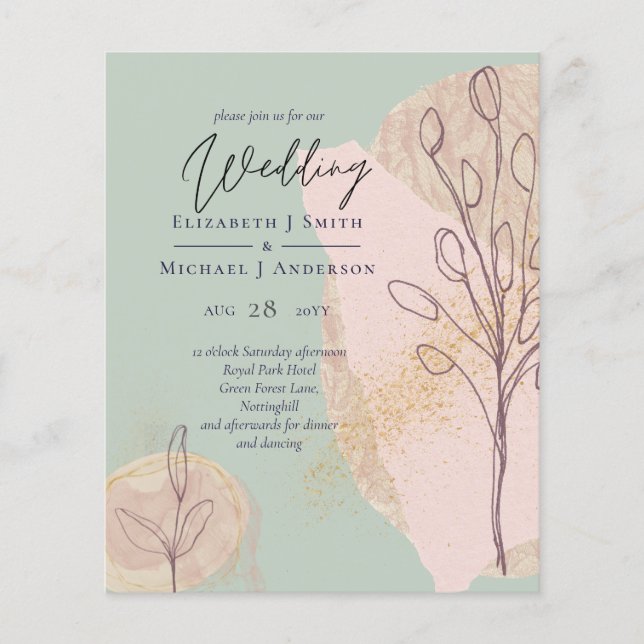 Scandinavian Japandi Modern Abstract Wedding Flyer (Front)