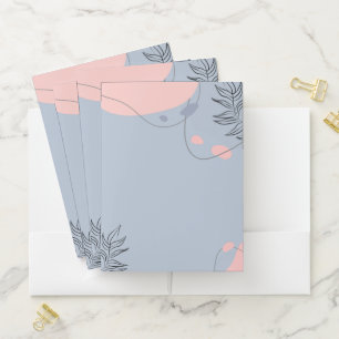 Scandinavian Japandi Modern Abstract Wedding Pocket Folder