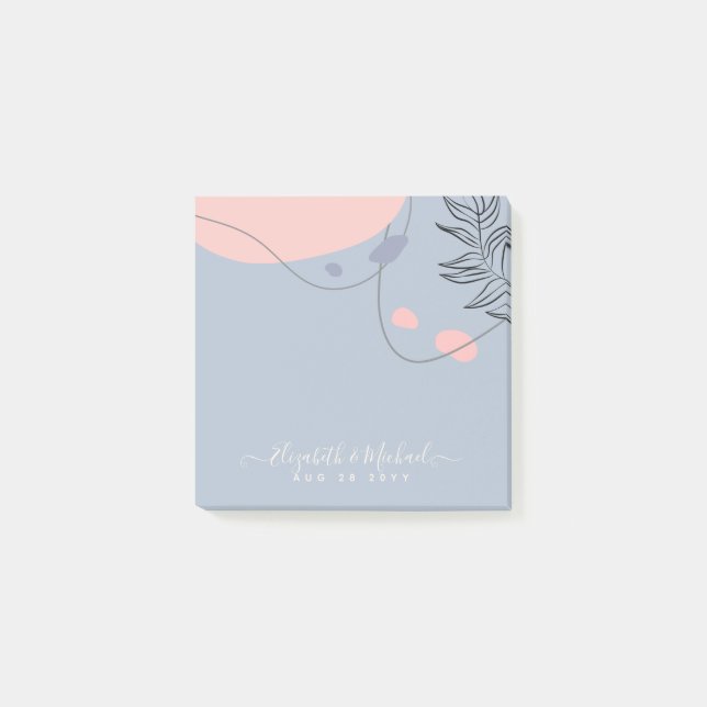 Scandinavian Japandi Modern Abstract Wedding Post-it Notes (Front)
