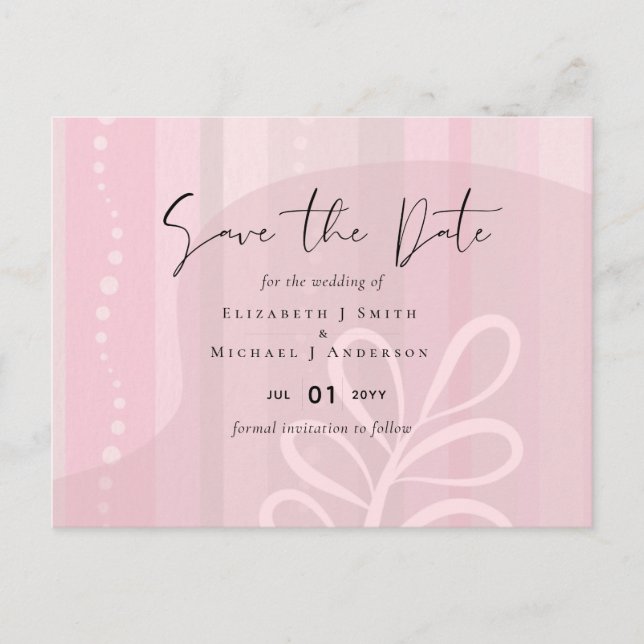 Scandinavian Japandi Modern Abstract Wedding Postcard (Front)