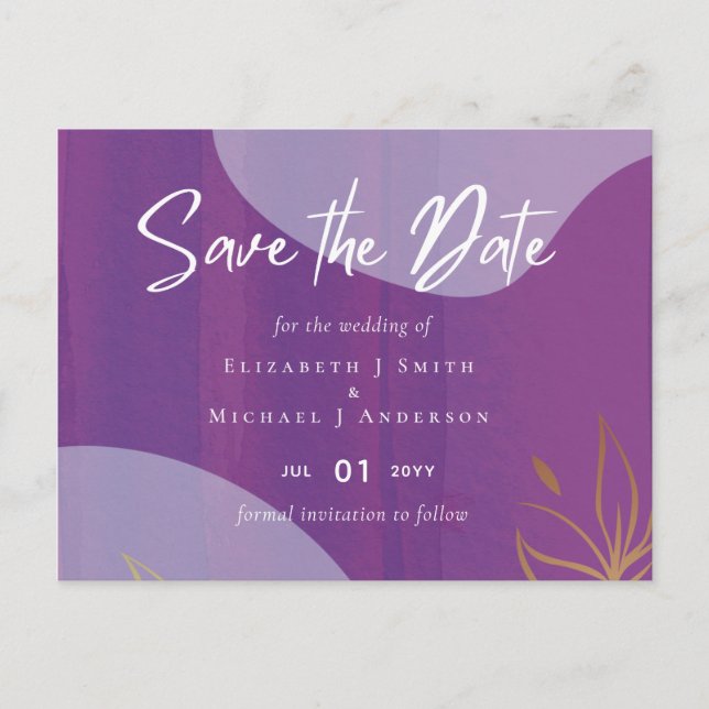 Scandinavian Japandi Modern Abstract Wedding Postcard (Front)