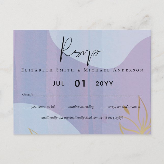 Scandinavian Japandi Modern Abstract Wedding Postcard (Front)