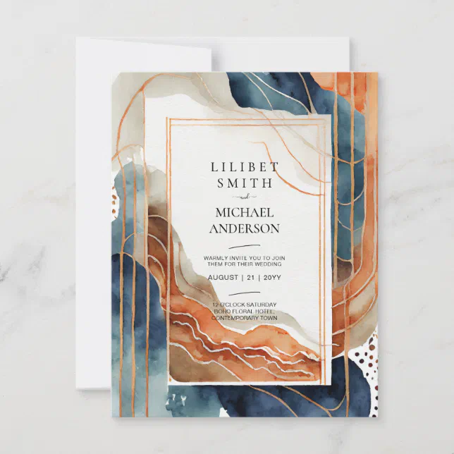 Scandi Einvite Scandinavian Japandi Wedding Abstract Nature Invitation | Zazzle