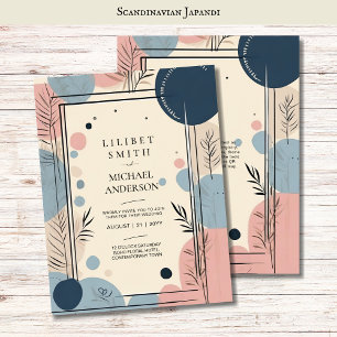 Scandinavian Japandi Wedding Theme Blush Blue Invitation