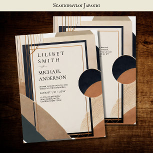 Scandinavian Japandi Wedding Theme Earth Tones Invitation