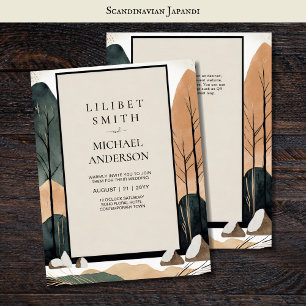 Scandinavian Japandi Wedding Theme Earth Tones Invitation