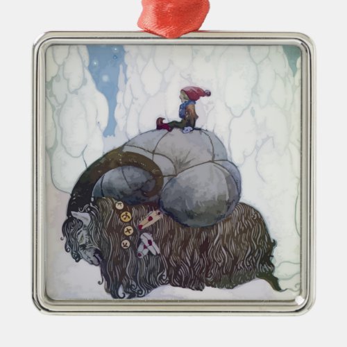 Scandinavian Julbocken Yule Goat After John Bauer Metal Ornament