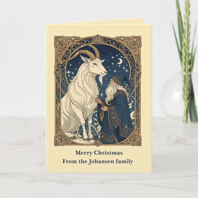 Scandinavian Julbocken Yule Goat and Jultomten Card (Front)
