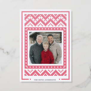 Scandinavian Knit Christmas Letterpress Photo Cards