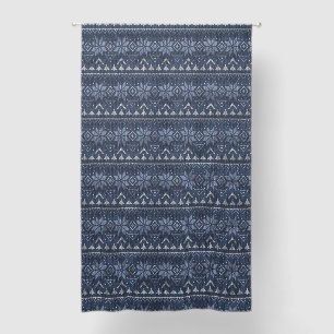 Scandinavian knitted white and blue ornament blackout curtains