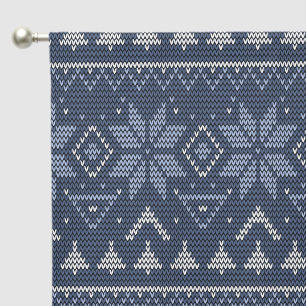 Scandinavian knitted white and blue ornament blackout curtains