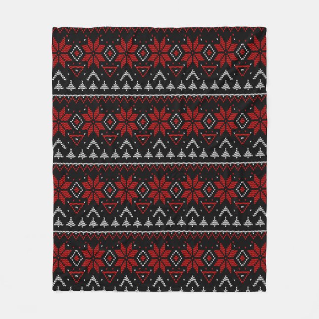 Scandinavian, knitting fleece blanket (Front)