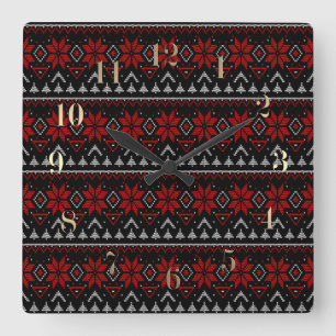 Scandinavian, knitting square wall clock