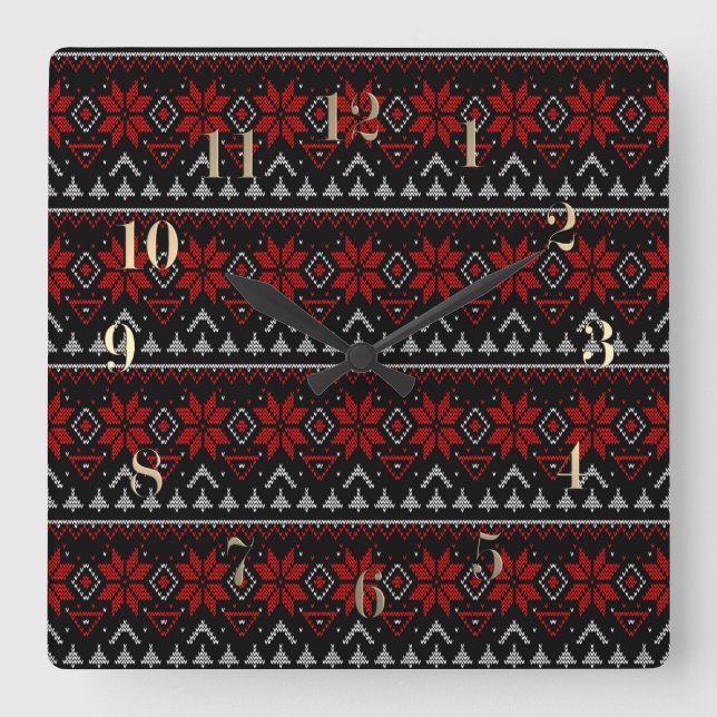 Scandinavian, knitting square wall clock (Front)