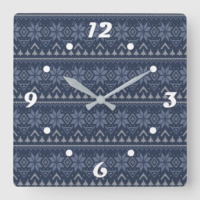 Scandinavian, knitting square wall clock (Front)