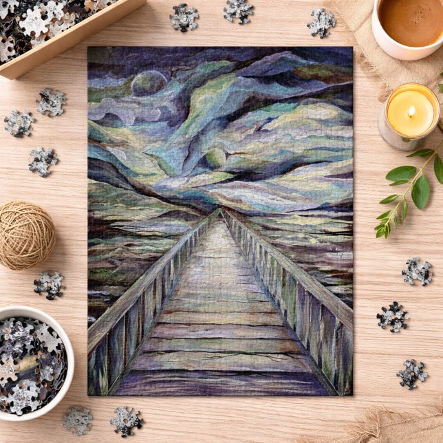 Scandinavian Landscape Wooden Bridge Painting Jigsaw Puzzle (Creator Uploaded)