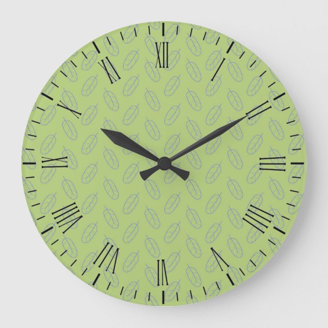 Scandinavian Leaves Pattern Large Clock (Front)