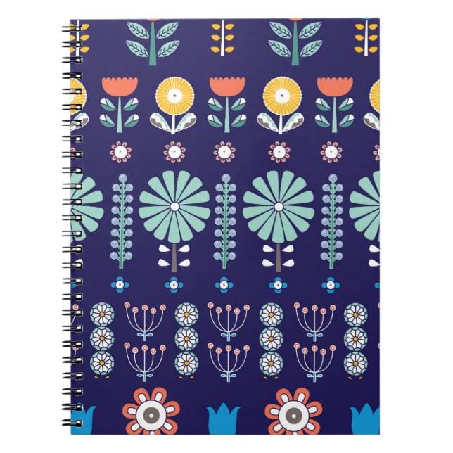 Scandinavian linear flowers, summer motif notebook (Front)