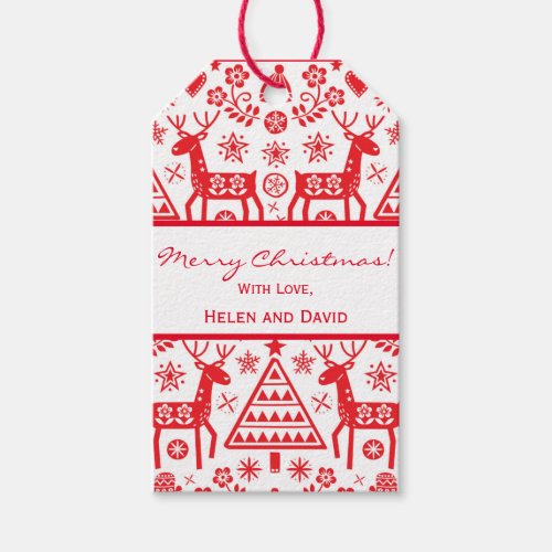 SCANDINAVIAN MERRY CHRISTMAS GIFT TAG  CUSTOM NAME