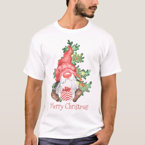 Scandinavian Merry Christmas Gnome Fun T_Shirt