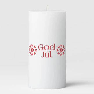 Scandinavian Merry Christmas God Jul Pillar Candle